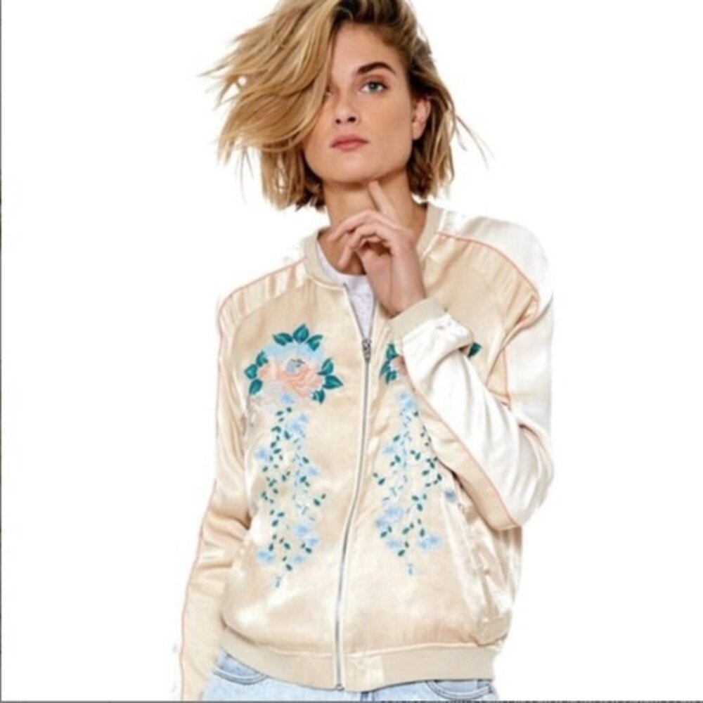 Blank NYC Silk Embroidered Bomber Jacket